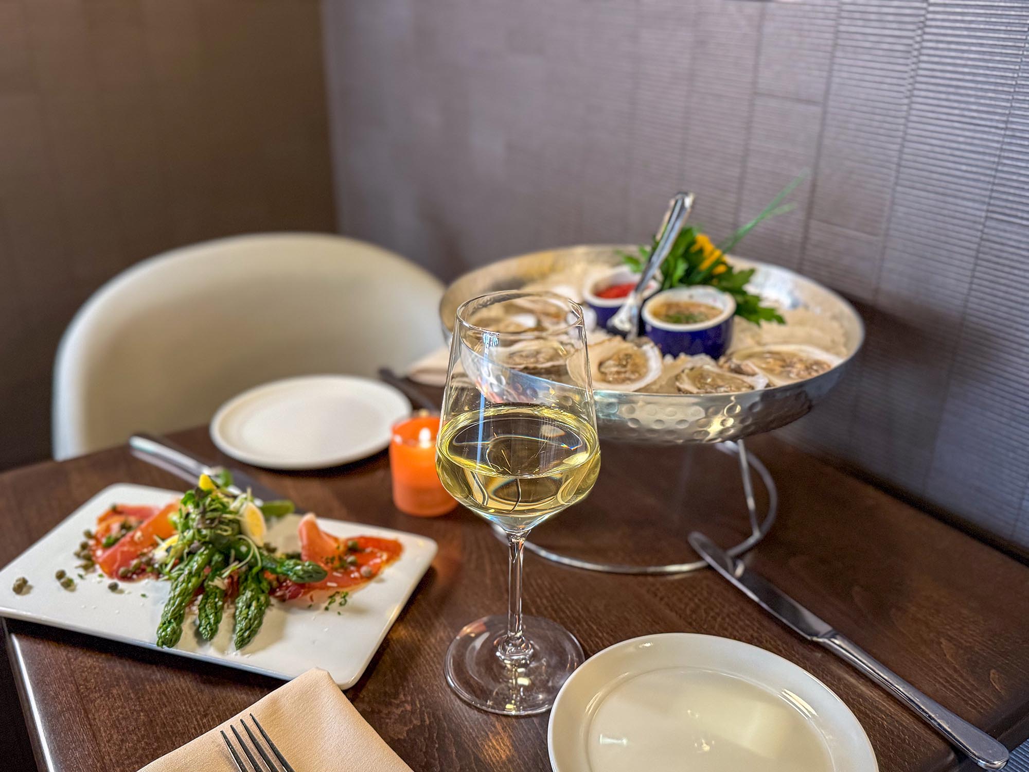 Oysters and wine at the Carriage House